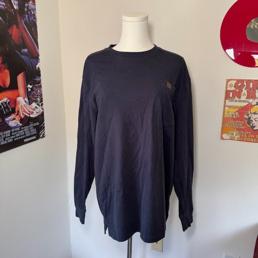 Wrangler Navy Blue Long Sleeve Work Heavy Duty Shirt